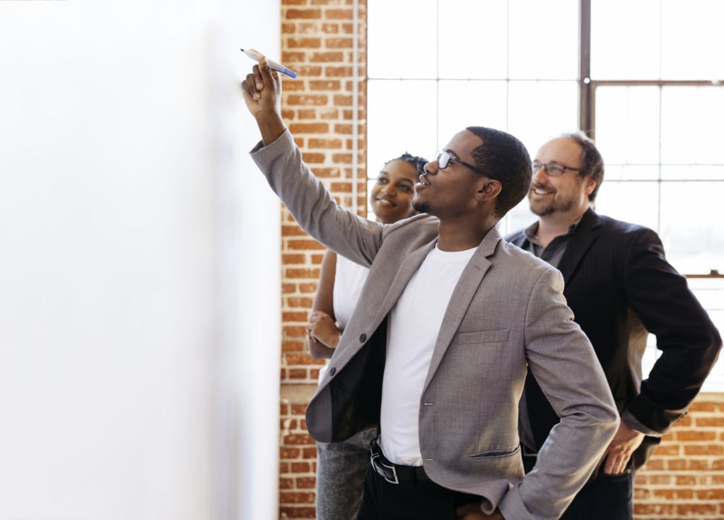 office workers developing strategy for retaining underrepresented minorities