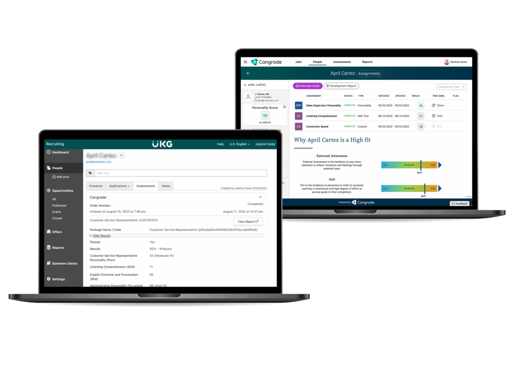 Cangrade's UKG integration unifies Cangrade's hiring software with UKG Pro