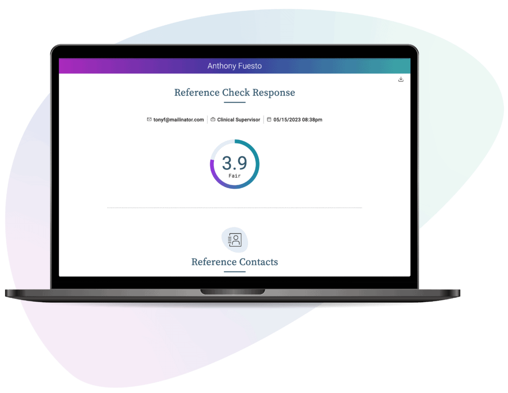 Cangrade's reference checking software displays an easy-to-read score and report