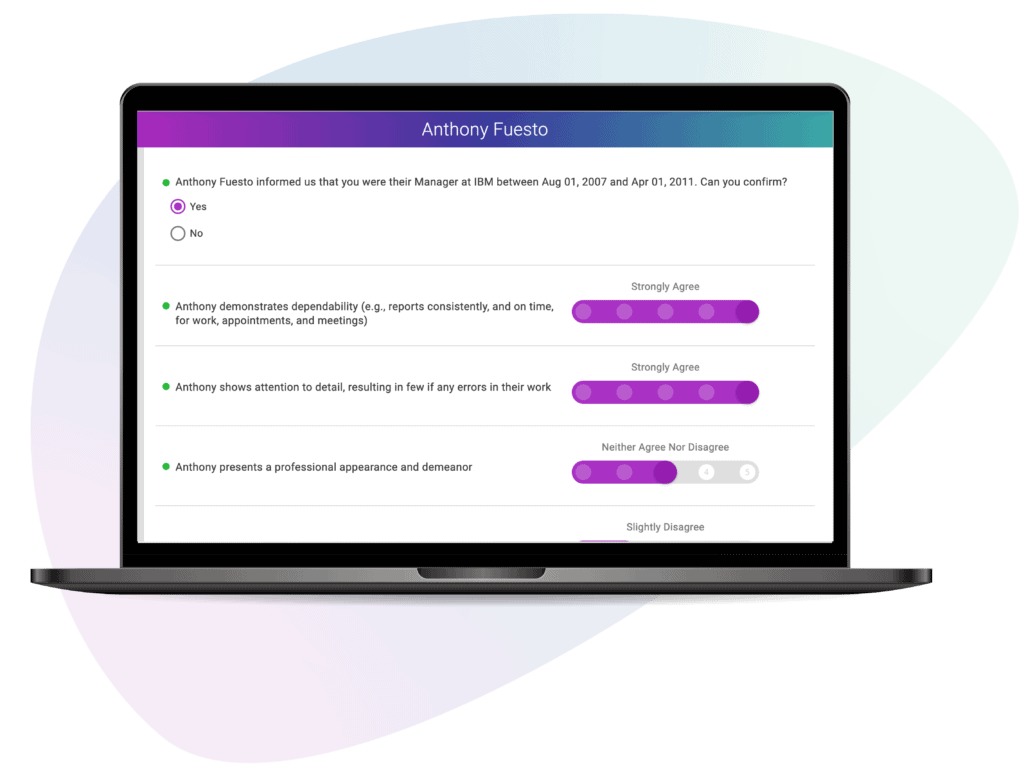 Cangrade's reference checking software survey is only 2 minutes long and available 24/7