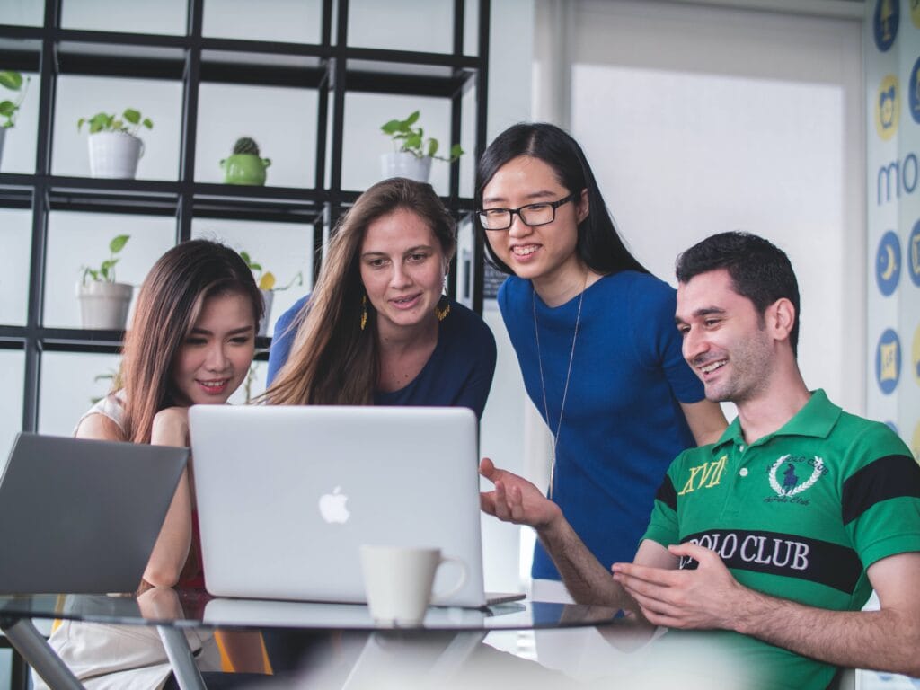 a team of recruiters using AI in HR