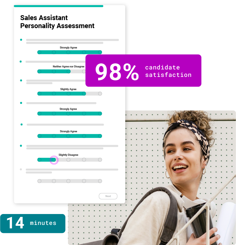 Cangrade's pre-hire assessment assesses candidates in less than 14 minutes so you can expand your campus recruitment and hiring efforts