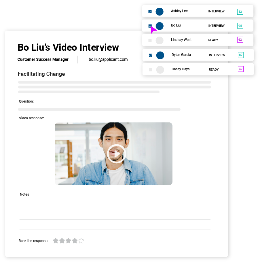 Cangrade's video interviewing software helps your team collaborate on hiring decisions without meetings.