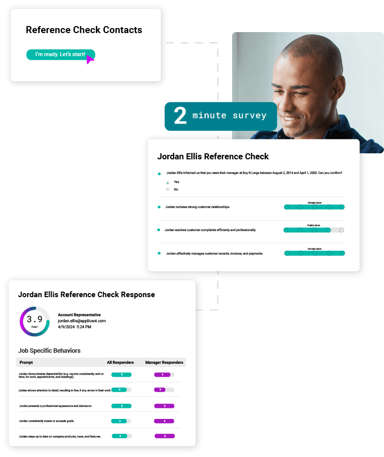 Automated reference checking workflow from candidate submission to completed reports