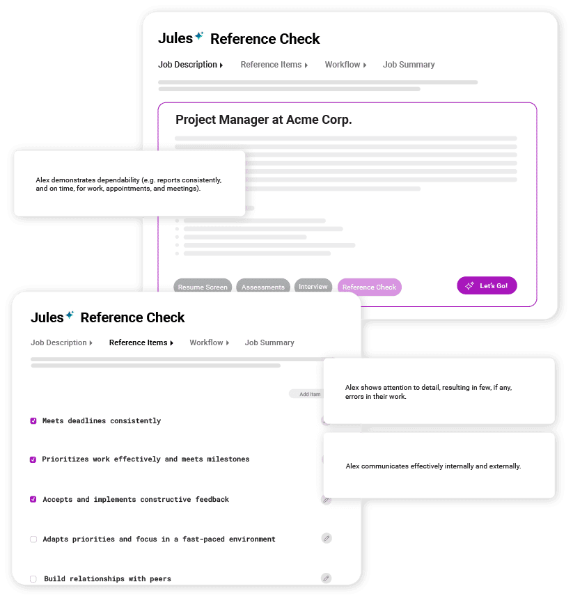 Cangrade's AI reference checking tool automatically generating role-specific questions from job description