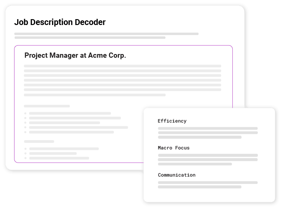 Cangrade's Job Description Decoder is a free AI job description analyzer that identifies the top 5 soft skills that will lead to success in your open role by analyzing your job description.