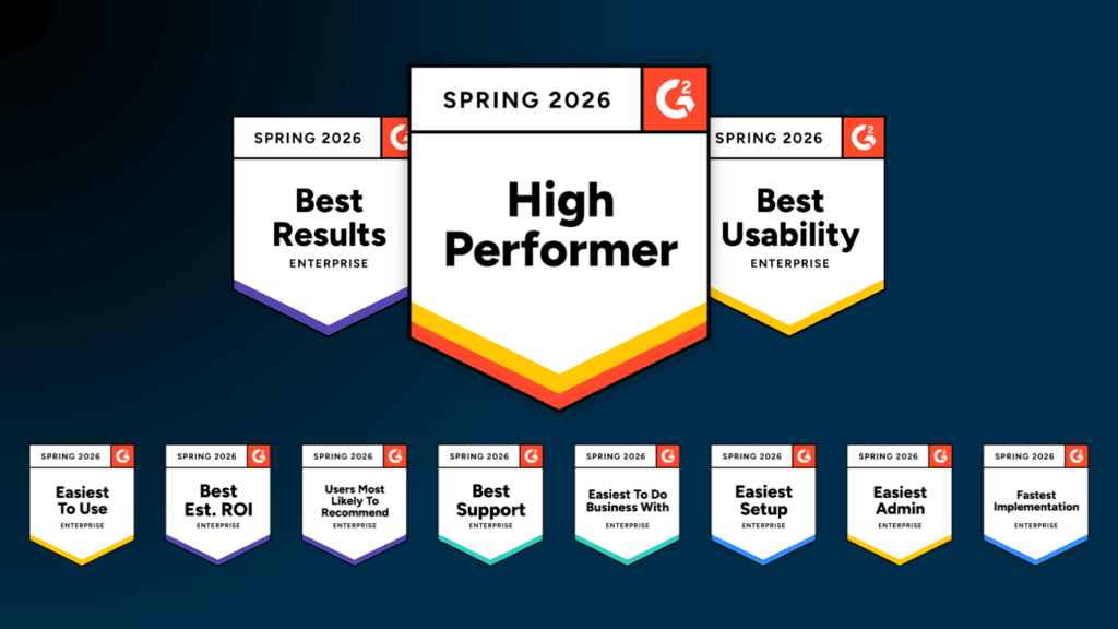 Images of the 11 G2 badges Cangrade earned in Spring 2026